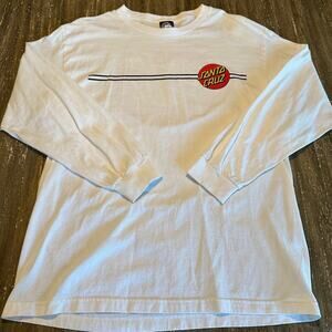 Men's Santa Cruz Skateboards Classic Dot Long Sleeve T-Shirt White, Large